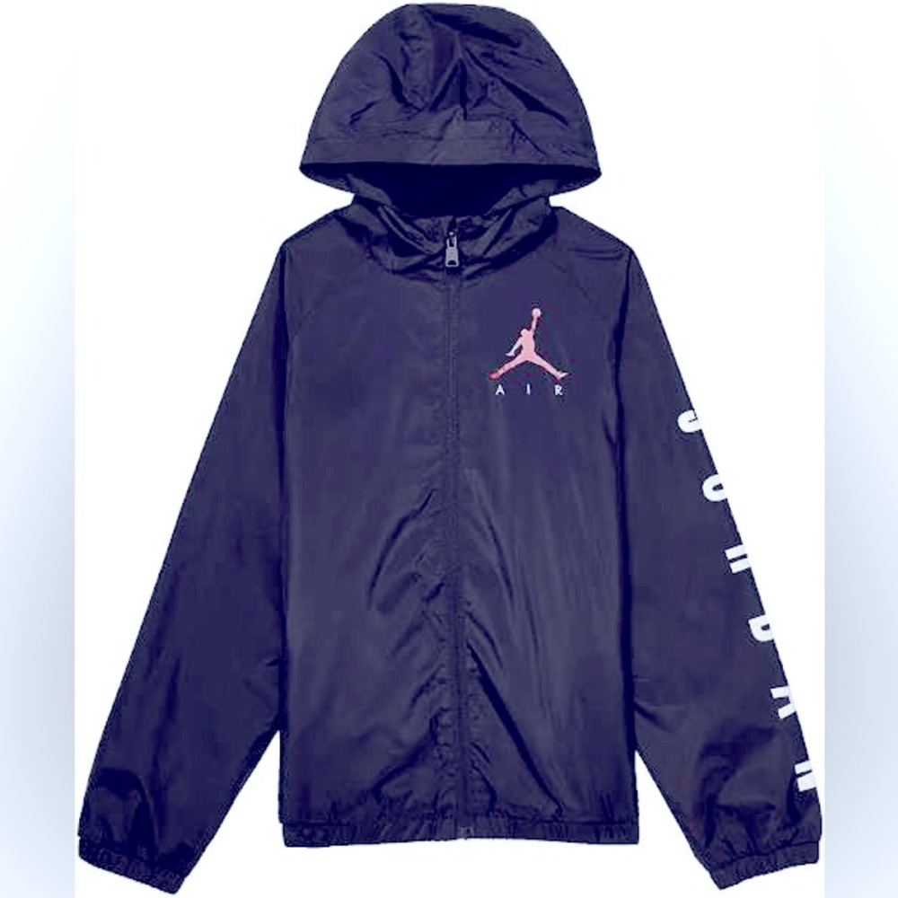 Boy's Nike Jordan dark blue fleece lined windbreaker jacket size large